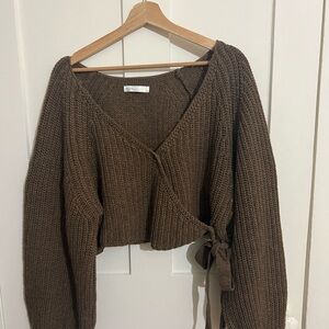 Oak + Fort Tie Front Sweater